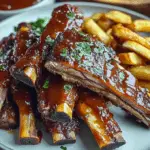 Sticky BBQ Ribs with Fries