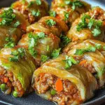 Stuffed Cabbage Rolls with Ground Beef and Vegetables