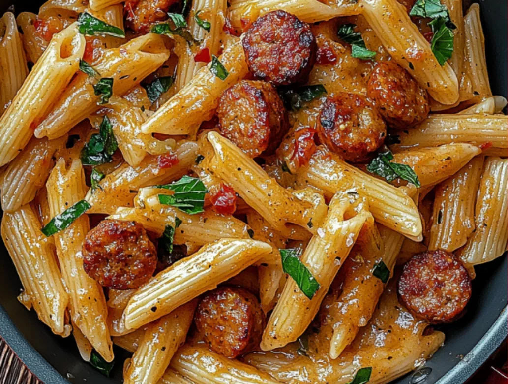 Spicy Sausage Penne in Creamy Tomato Sauce
