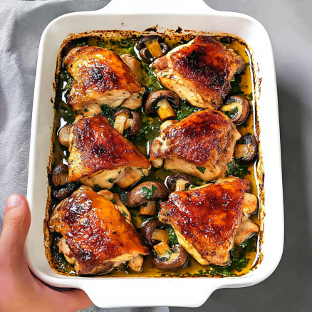 Garlic Herb Baked Chicken Thighs with Mushrooms