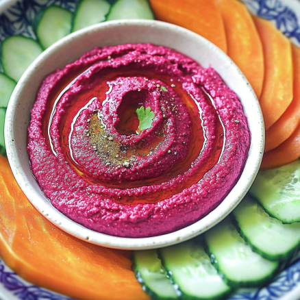 Beet Hummus with Fresh Veggies