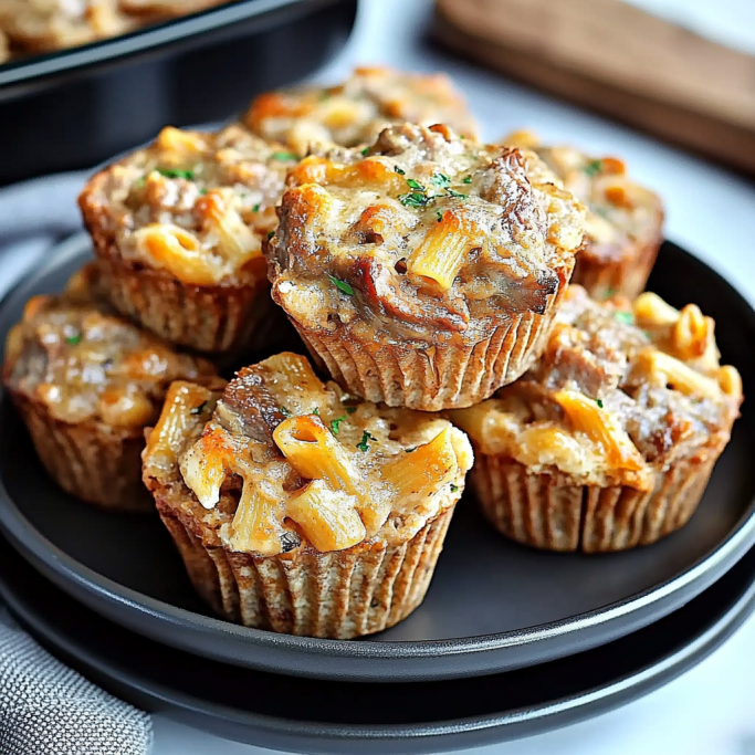 Mini Pasta Muffin Bakes with Cheesy Beef