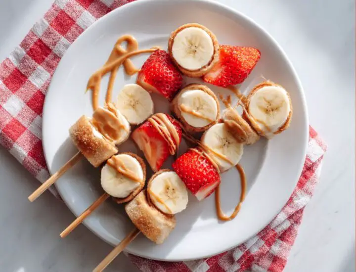Peanut Butter Banana Strawberry Skewers