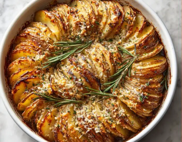Crispy Garlic Parmesan Hasselback Potatoes