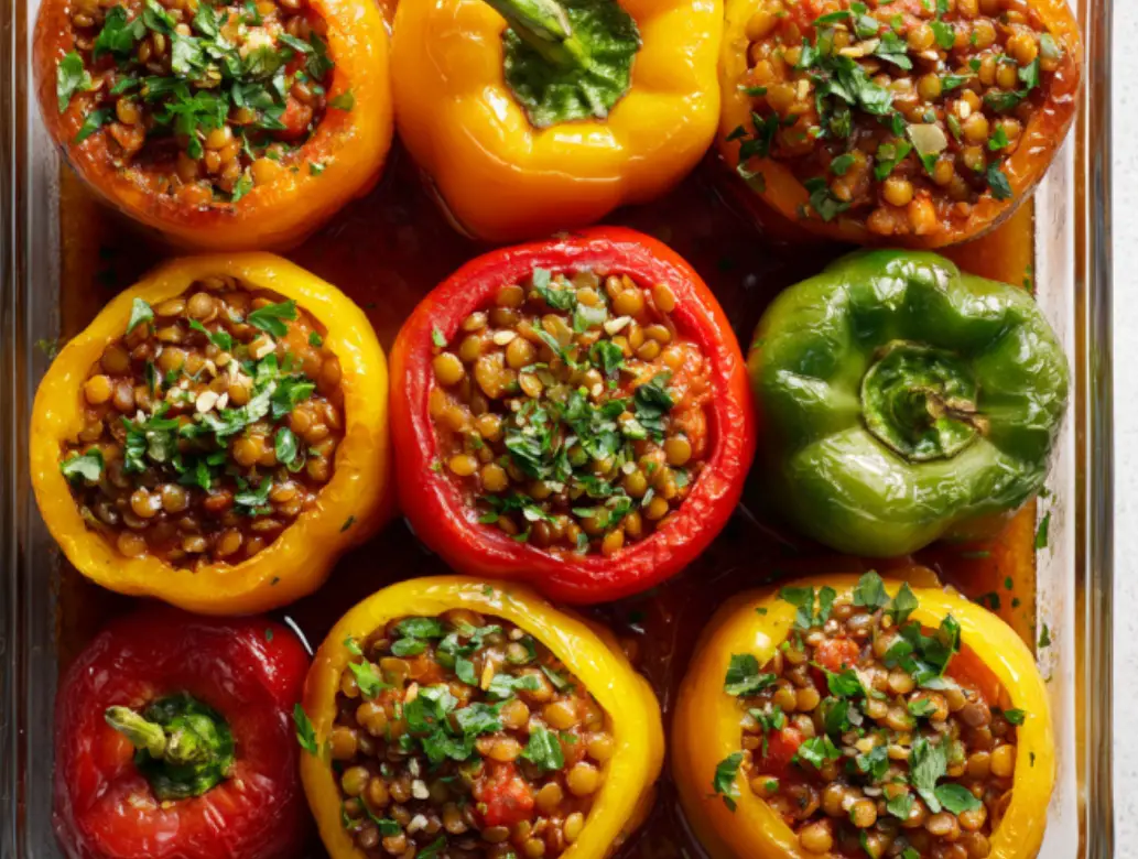 Stuffed Bell Peppers with Spiced Lentils