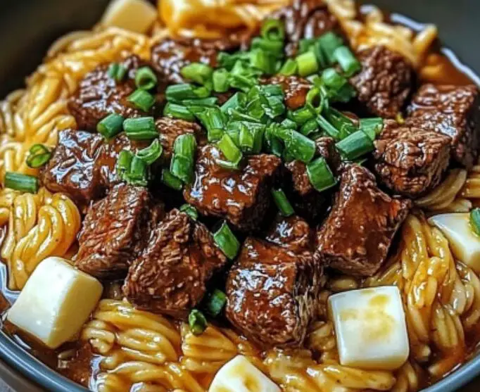 Braised Beef with Cheesy Noodles