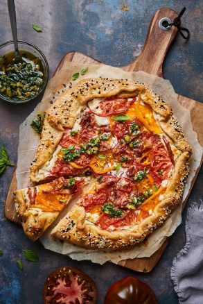 Heirloom Tomato Galette with Herb Pesto