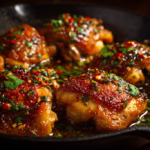 Sticky Glazed Roasted Chicken Thighs