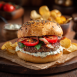 Gourmet Bacon Basil Burger with Herbed Aioli