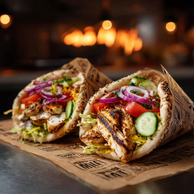 Grilled Chicken Shawarma Wraps with Pickled Veggies