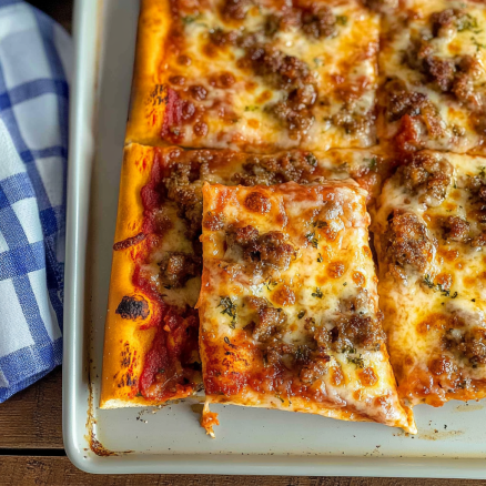 Sheet Pan Sausage Pizza Squares