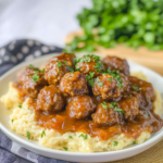 Salisbury Steak Meatballs with Mashed Potatoes
