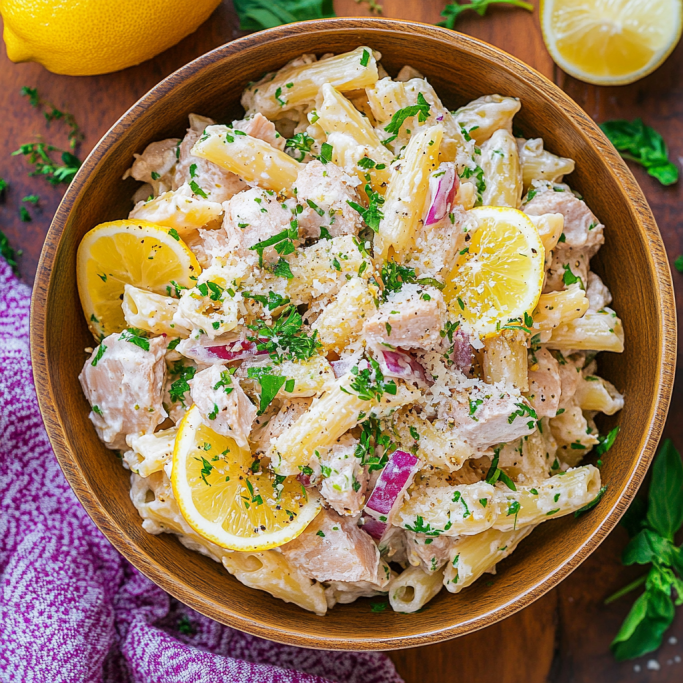 Creamy Lemon Tuna Pasta Salad