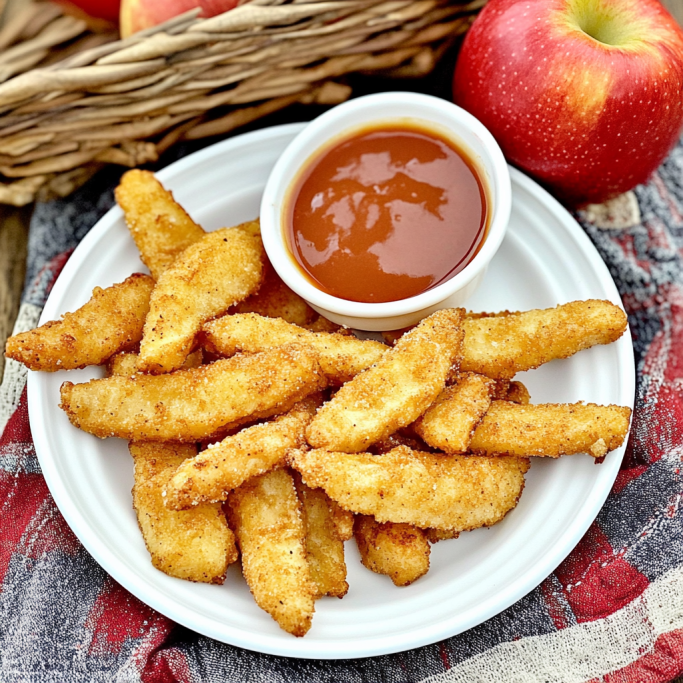 Air Fryer Apple Fries with Caramel Dip