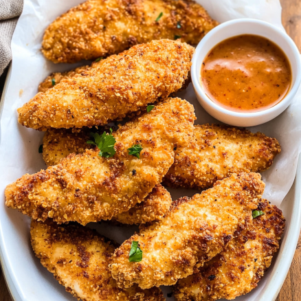 Crispy Air Fryer Chicken Tenders with Honey Mustard Dip