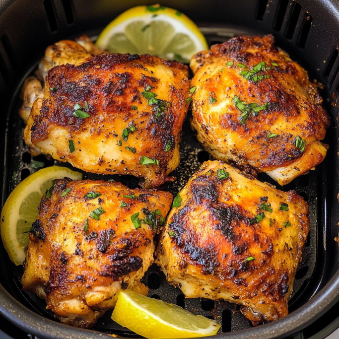 Juicy Air Fryer Chicken Thighs with Garlic Herb Rub