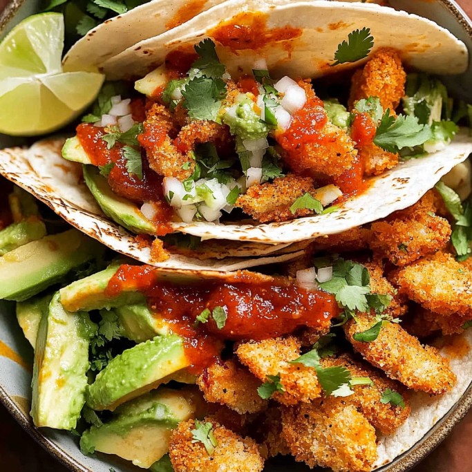 Crispy Avocado Chicken Tacos