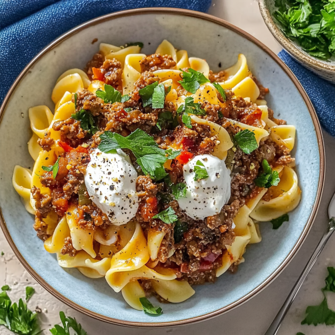 Turkish-Inspired Ground Beef Pasta