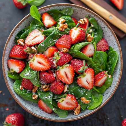 Fresh Strawberry Spinach Salad with Walnuts