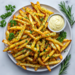 Crispy Garlic Herb French Fries with Aioli