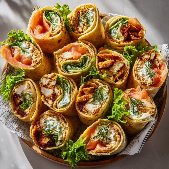Assorted Chicken and Salmon Wrap Platter