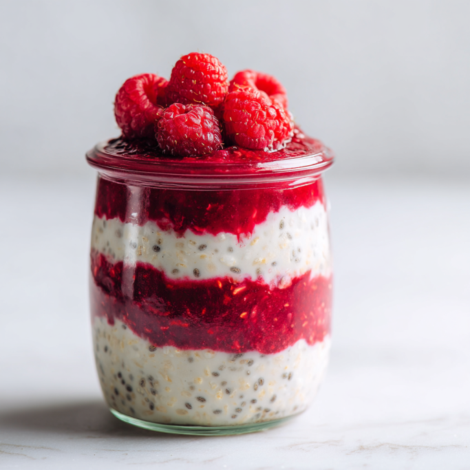 Raspberry Chia Overnight Oats Parfait