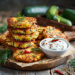 Crispy Zucchini Fritters with Herbed Yogurt Dip