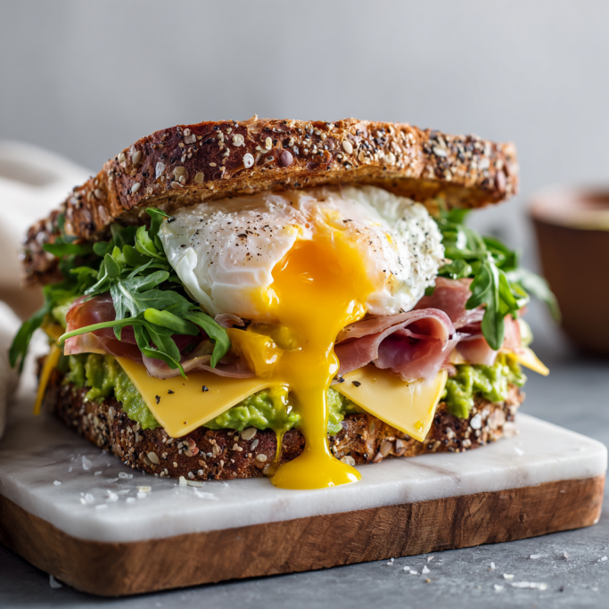 Breakfast Sandwich with Poached Egg & Avocado