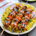 Grilled Chicken Kebabs with Rice Pilaf