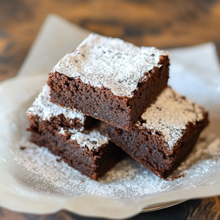 Fudgy Chocolate Brownies with Powdered Sugar