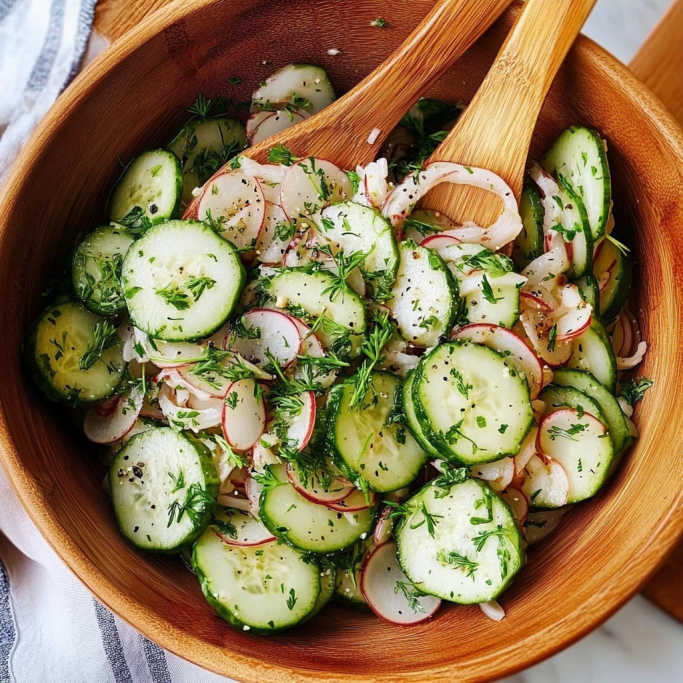 Cucumber Radish Salad with Yogurt Dressing
