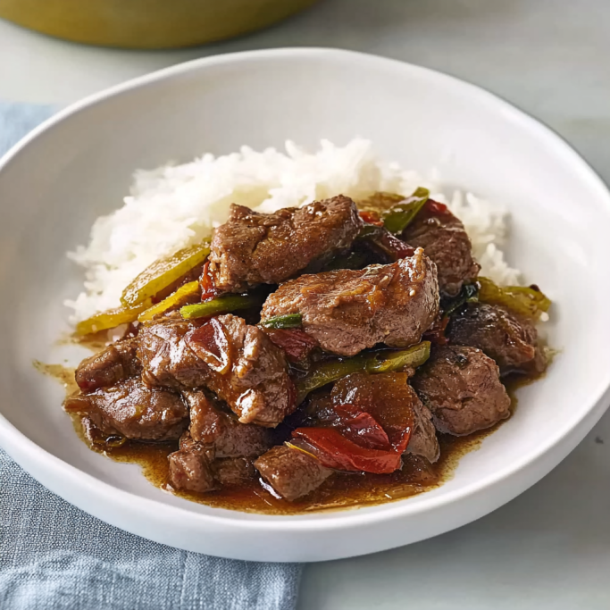 Beef Stir Fry with Peppers and Rice