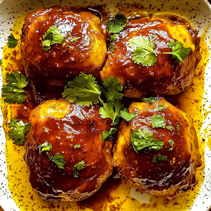 Sticky Honey Garlic Baked Chicken Thighs