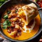 Cheesy Burrito in Creamy Tortilla Soup