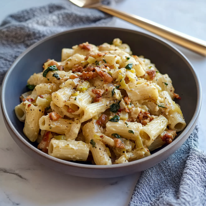 Creamy Rigatoni with Sausage and Spinach