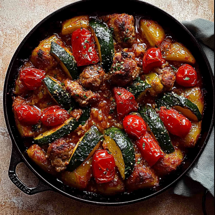 Roasted Vegetables with Meat (Cast‑Iron Style)