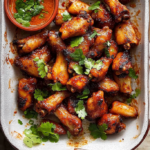 Spicy Baked Chicken Wings with Cilantro and Smoky Chili Glaze