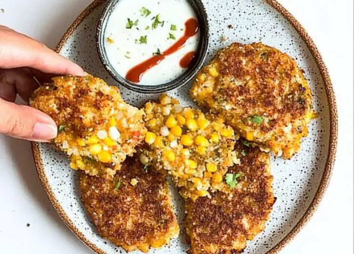 Crispy Corn and Vegetable Fritters with Dipping Sauce