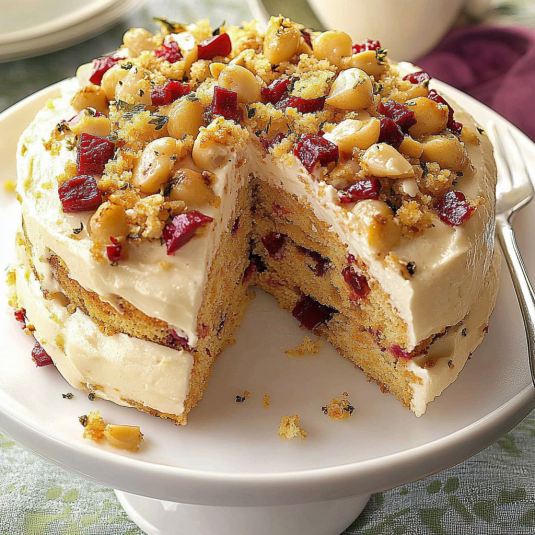 Macadamia Cranberry Layer Cake
