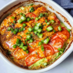 Cheesy Tomato and Green Pepper Baked Egg Casserole