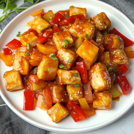Sweet and Sour Tofu Stir-Fry with Bell Peppers