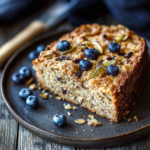 Wholesome Blueberry Oatmeal Cake with Crunchy Sunflower Seed Topping