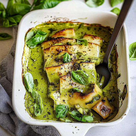 Cheesy Spinach & Basil Stuffed Cannelloni Bake