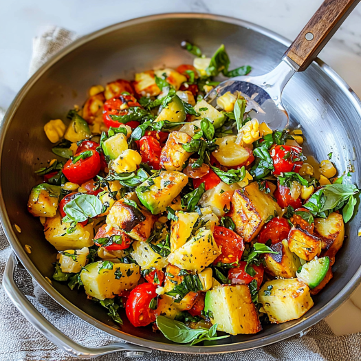 Summer Vegetable Skillet with Crispy Potatoes & Corn