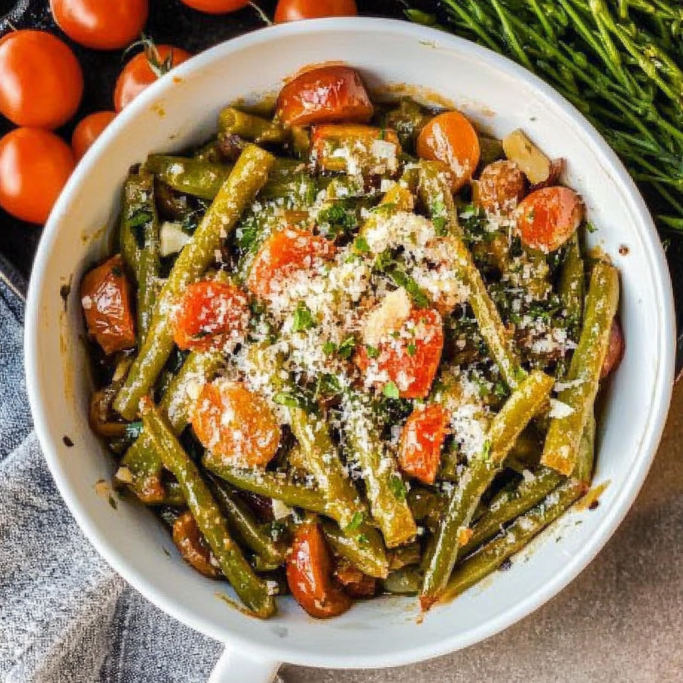 Southern-Style Green Beans with Tomatoes and Parmesan