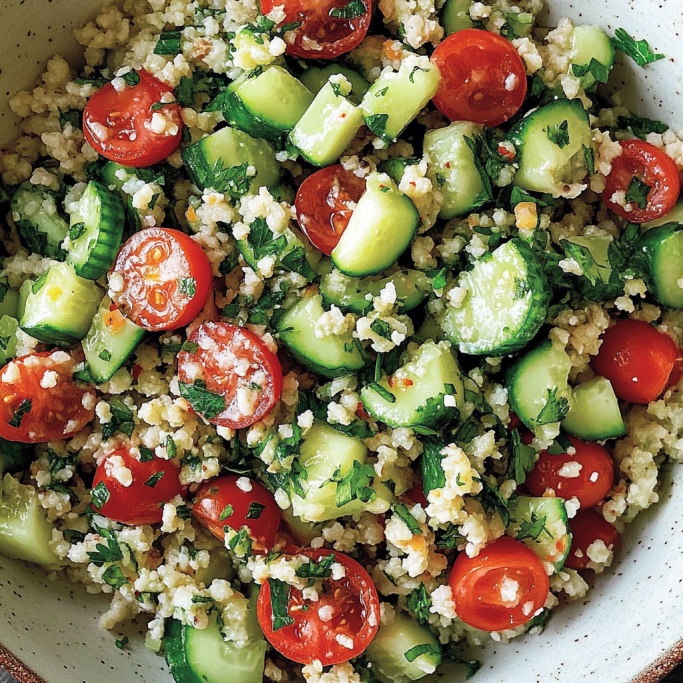 Bulgur Cucumber and Tomato Salad (Tabbouleh-Inspired)