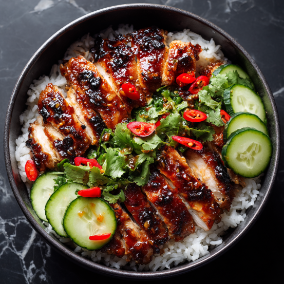 Spicy Glazed Chicken Rice Bowl
