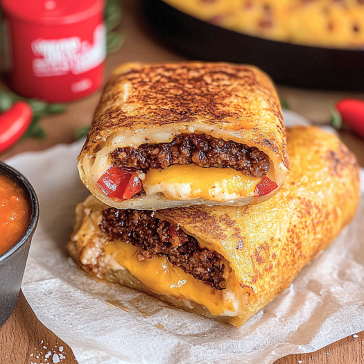 Crispy Beef and Cheese Stuffed Wraps