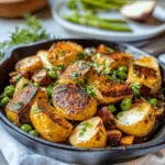 Crispy Skillet Potatoes with Peas and Fresh Herbs – A Rustic Side Dish That’s Crispy, Flavorful, and Perfect for Any Dinner Table