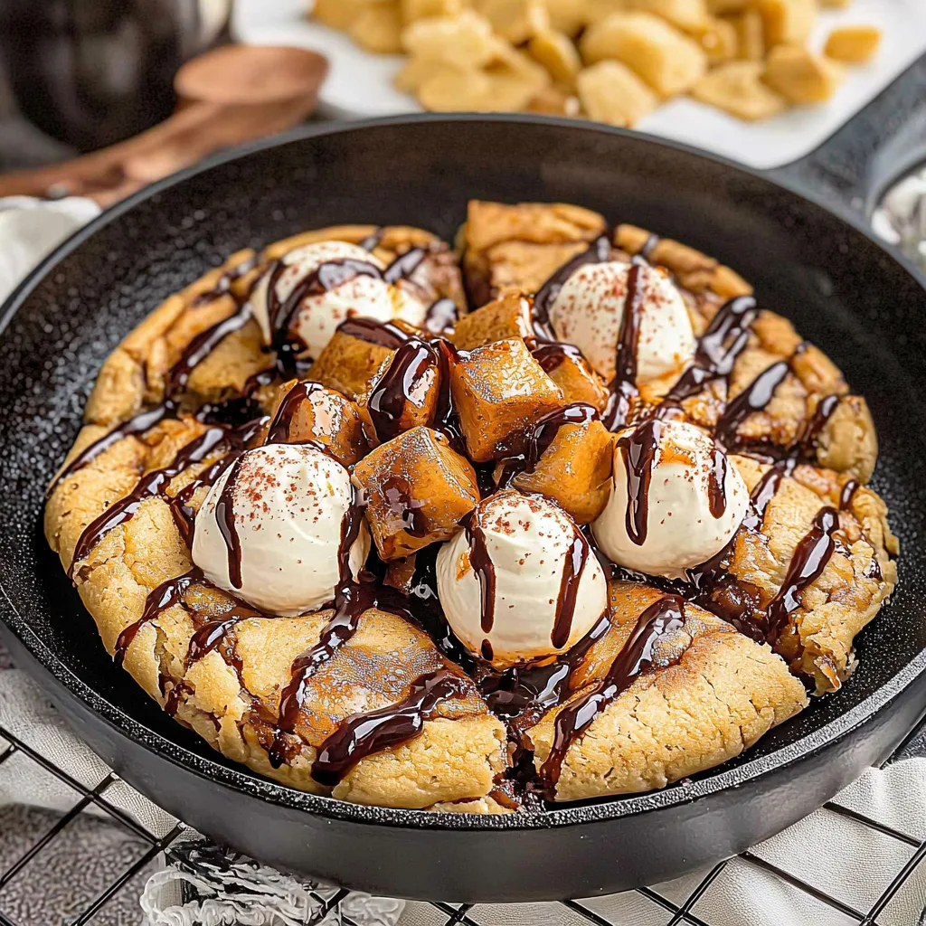 Skillet Cookie Sundae with Chocolate Drizzle